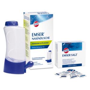 EMSER Nasendusche im Set mit Dosierbeuteln für Emser Salz zur Nasenreinigung und Pflege.